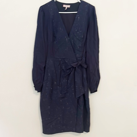 $475 Rebecca Taylor Navy Cross Hatch Wrap Dress women sizes 6, 10 - Picture 7 of 8